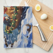Papillon Kerstboot Vakantie Theedoek (Quarter Fold)