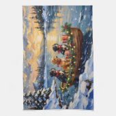 Papillon Kerstboot Vakantie Theedoek (Verticaal)