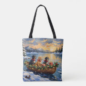 Papillon Kerstboot Vakantie Tote Bag (Achterkant)