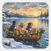 Papillon Kerstboot Vakantie Vierkante Sticker (Voorkant)
