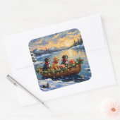 Papillon Kerstboot Vakantie Vierkante Sticker (Envelop)