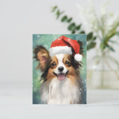 Papillon Kerstborstel schilderen kunstwerk Feestdagenkaart (Staand voorkant)