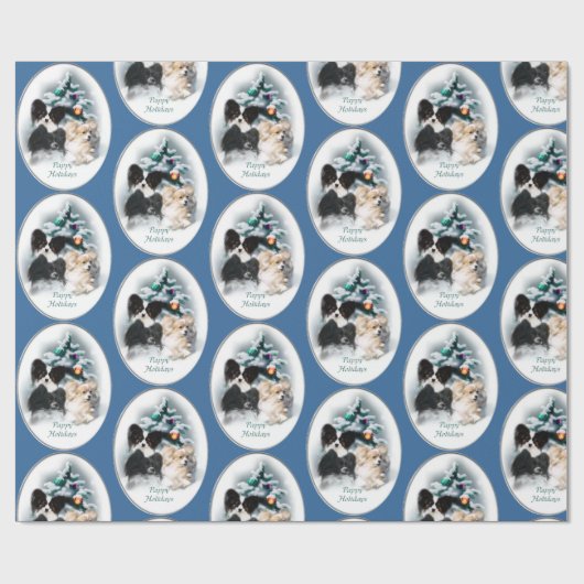 Papillon kerstcadeaus cadeaupapier (Vlak)