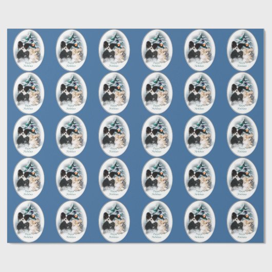 Papillon kerstcadeaus cadeaupapier (Vlak)