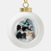 Papillon kerstcadeaus keramische bal ornament (Voorkant)