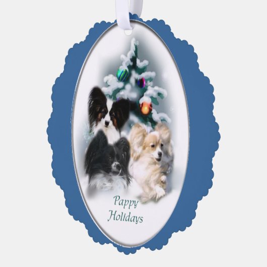 Papillon kerstcadeaus ornament kaart (Links)