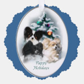 Papillon kerstcadeaus ornament kaart (Voorkant)
