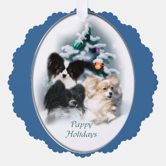 Papillon kerstcadeaus ornament kaart (Voorkant)