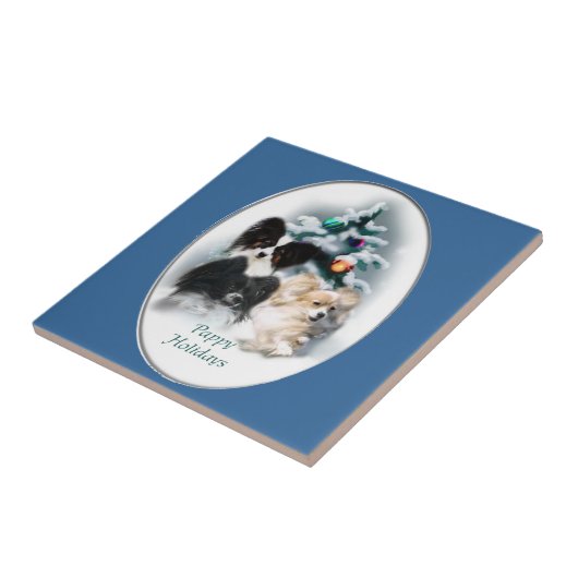 Papillon kerstcadeaus tegeltje (Zijkant)