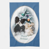 Papillon kerstcadeaus theedoek (Verticaal)