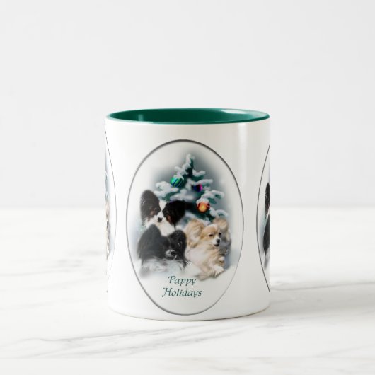 Papillon kerstcadeaus tweekleurige koffiemok (Center)