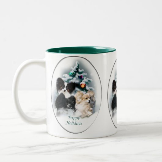 Papillon kerstcadeaus tweekleurige koffiemok (Links)