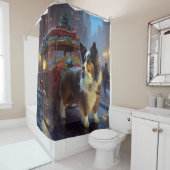 Papillon Kerstfeest Seizoen Douchegordijn (In situ)