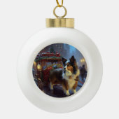 Papillon Kerstfeest Seizoen Keramische Bal Ornament (Voorkant)