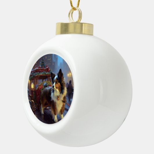 Papillon Kerstfeest Seizoen Keramische Bal Ornament (Rechts)