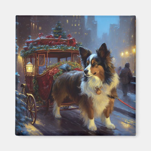 Papillon Kerstfeest Seizoen Magneet (Voorkant)