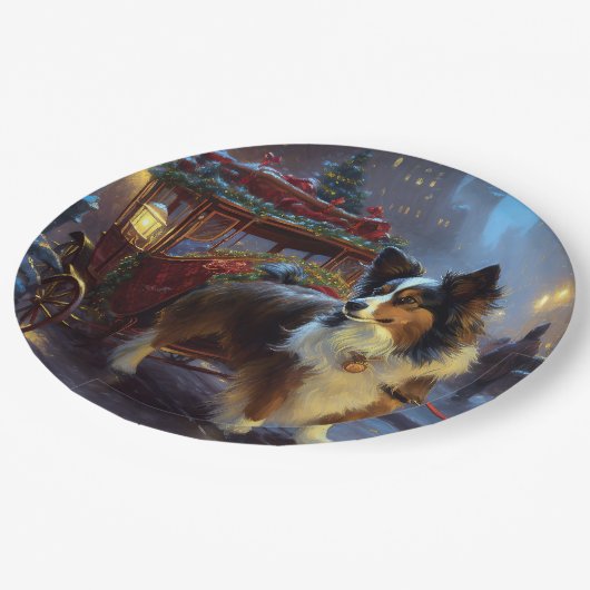 Papillon Kerstfeest Seizoen Papieren Bordje (Gekanteld)