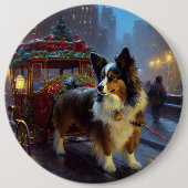 Papillon Kerstfeest Seizoen Ronde Button 6,0 Cm (Voorkant)