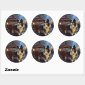 Papillon Kerstfeest Seizoen Ronde Sticker (Vel)