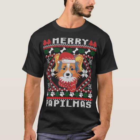 Papillon Kerstkerstkerstkerstman, Ugly Sweater Hon T-shirt (Voorkant)