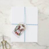 Papillon Kerstkrans feestelijke pup Cadeaulabel (Met Touw)