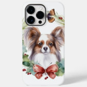 Papillon Kerstkrans feestelijke pup Case-Mate iPhone Case (Achterkant)