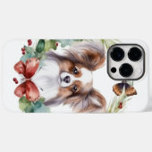 Papillon Kerstkrans feestelijke pup Case-Mate iPhone Case (Achterkant (horizontaal))