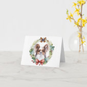 Papillon Kerstkrans feestelijke pup Kaart (Gele Bloem)