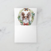 Papillon Kerstkrans feestelijke pup Kaart (Binnen)