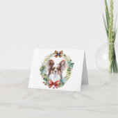Papillon Kerstkrans feestelijke pup Kaart (Voorkant)