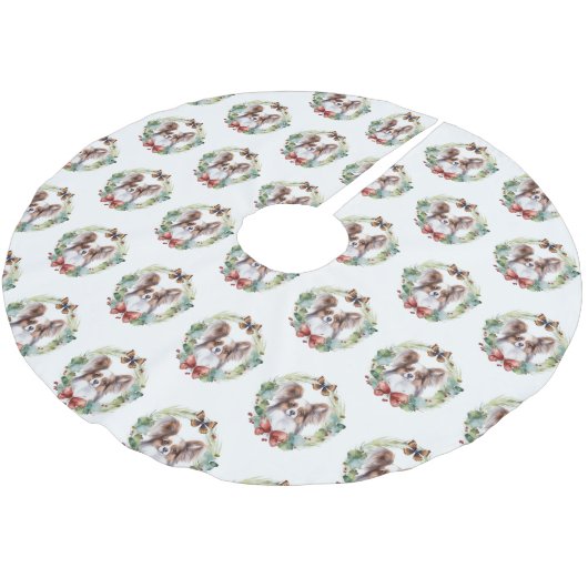 Papillon Kerstkrans feestelijke pup Kerstboom Rok (Gekanteld)