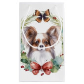 Papillon Kerstkrans feestelijke pup Klein Cadeauzakje (Achterkant)