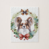 Papillon Kerstkrans feestelijke pup Legpuzzel (Verticaal)