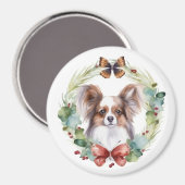 Papillon Kerstkrans feestelijke pup Magneet (Voorkant / Achterkant)