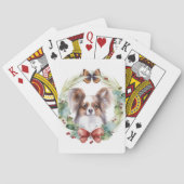 Papillon Kerstkrans feestelijke pup Pokerkaarten (Achterkant)