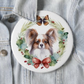 Papillon Kerstkrans feestelijke pup Ronde Button 6,0 Cm (In situ)