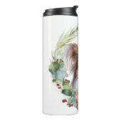 Papillon Kerstkrans feestelijke pup Thermosbeker (Gedraaid links)