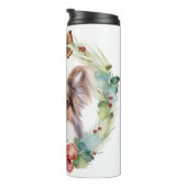 Papillon Kerstkrans feestelijke pup Thermosbeker (Geroteerd rechts)