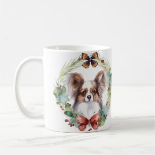 Papillon Kerstkrans Festieve Pup Koffiemok