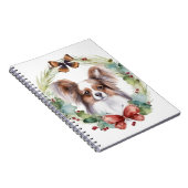 Papillon Kerstkrans Festieve Pup Notitieboek (Rechterzijde)