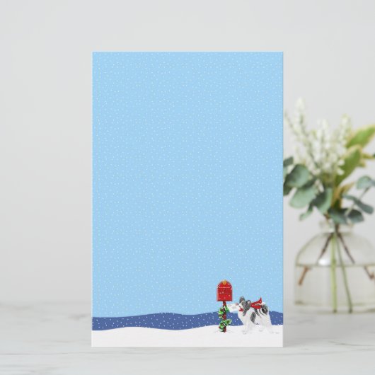 Papillon Kerstmail Blk Whit Briefpapier (Staand voorkant)