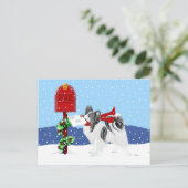 Papillon Kerstmail Blk Whit Feestdagenkaart (Staand voorkant)