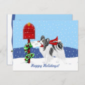 Papillon Kerstmail Blk Whit Kaart (Voorkant / Achterkant)