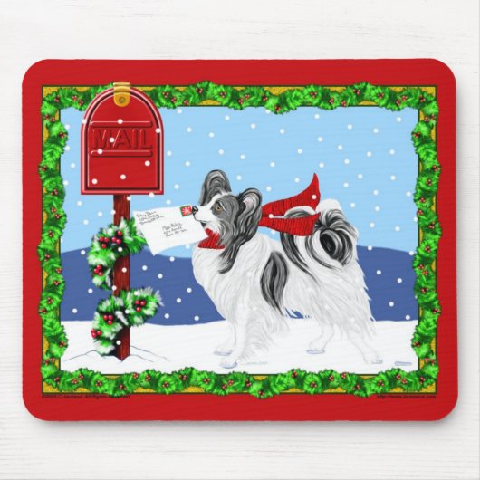 Papillon Kerstmail Blk Whit Muismat (Voorkant)