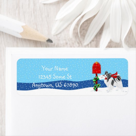 Papillon kerstmail BW-kleurenlabels Etiket (Insitu)