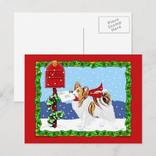 Papillon Kerstmail Sable Feestdagenkaart (Voorkant / Achterkant)