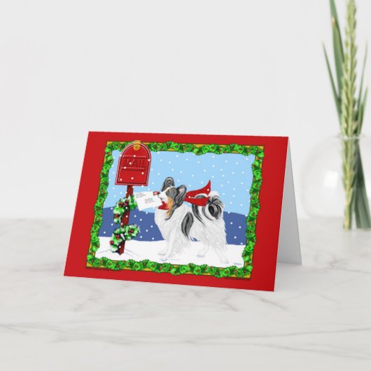 Papillon Kerstmail Tri Color Feestdagen Kaart (Voorkant)