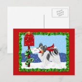 Papillon Kerstmail Tri Color Feestdagenkaart (Voorkant / Achterkant)