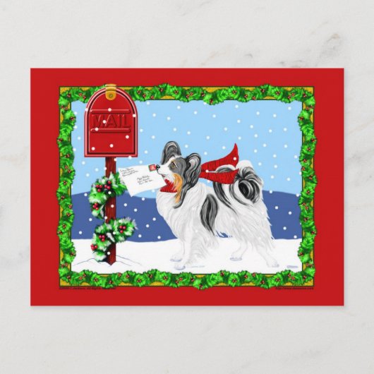 Papillon Kerstmail Tri Color Feestdagenkaart (Voorkant)