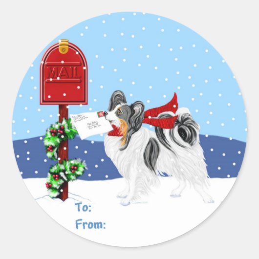 Papillon kerstmail Tri Color Gift Labels (Voorkant)